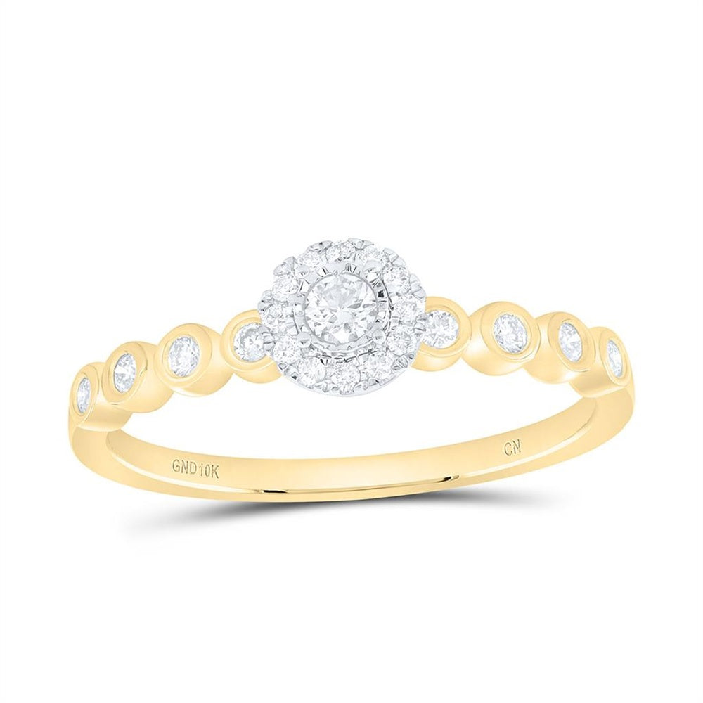 Yellow Gold Round Diamond Ring - 1/4 Carat Total Diamond Weight
