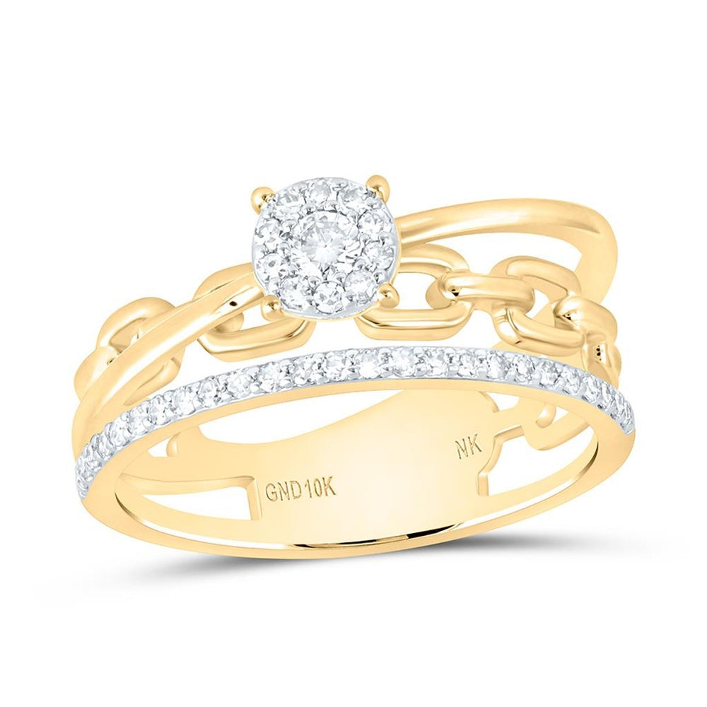 Yellow Gold Round Diamond Ring - 1/4 Carat Total Diamond Weight