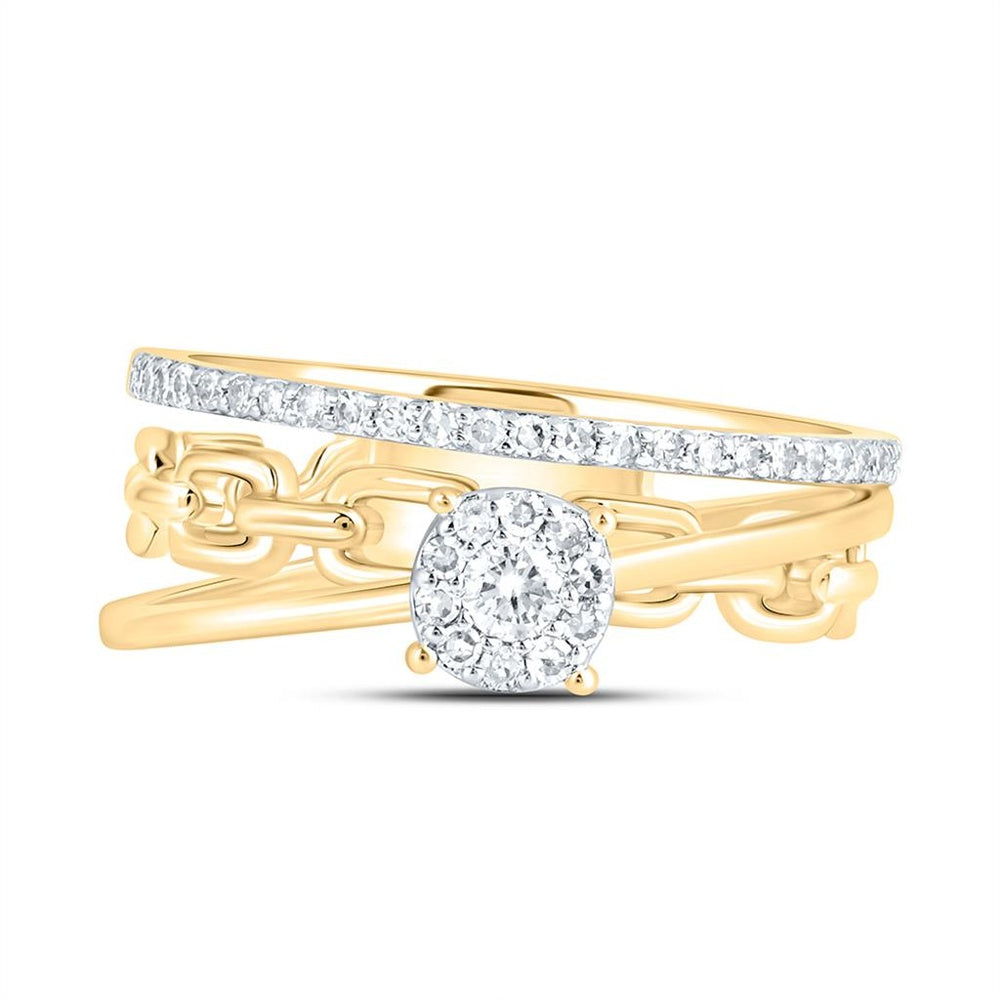 Yellow Gold Round Diamond Ring - 1/4 Carat Total Diamond Weight