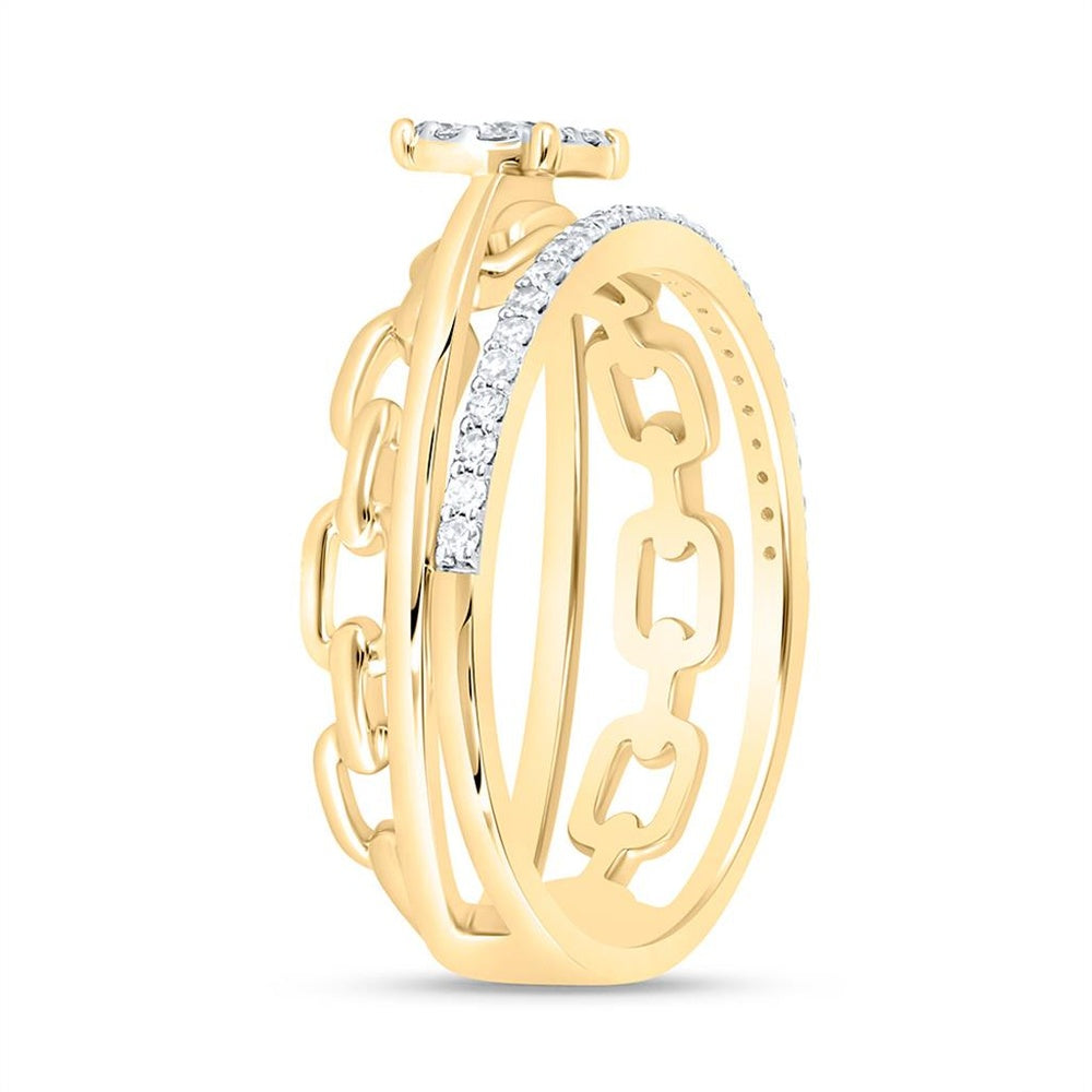 Yellow Gold Round Diamond Ring - 1/4 Carat Total Diamond Weight