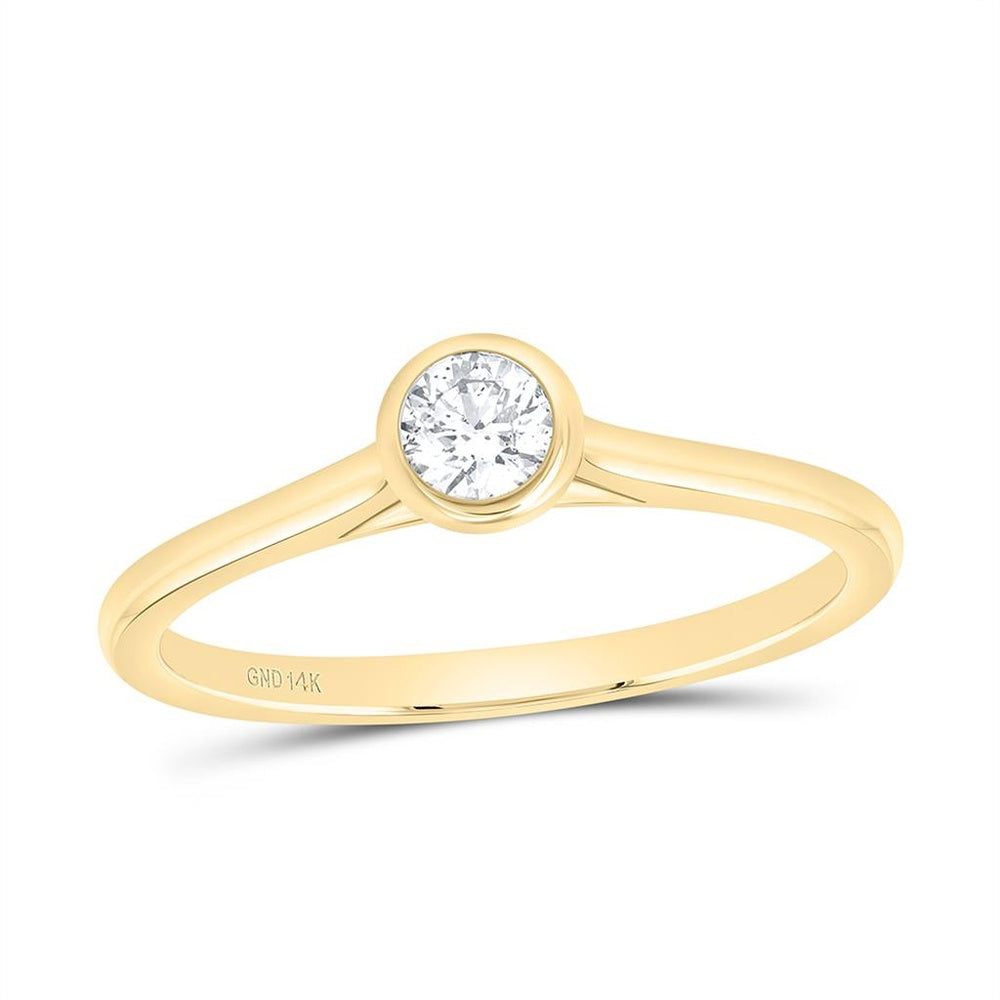 Yellow Gold Round Diamond Ring - 1/4 Carat Total Diamond Weight