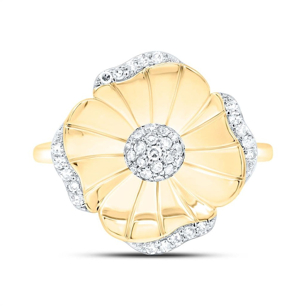 Yellow Gold Round Diamond Ring - 1/5 Carat Total Diamond Weight
