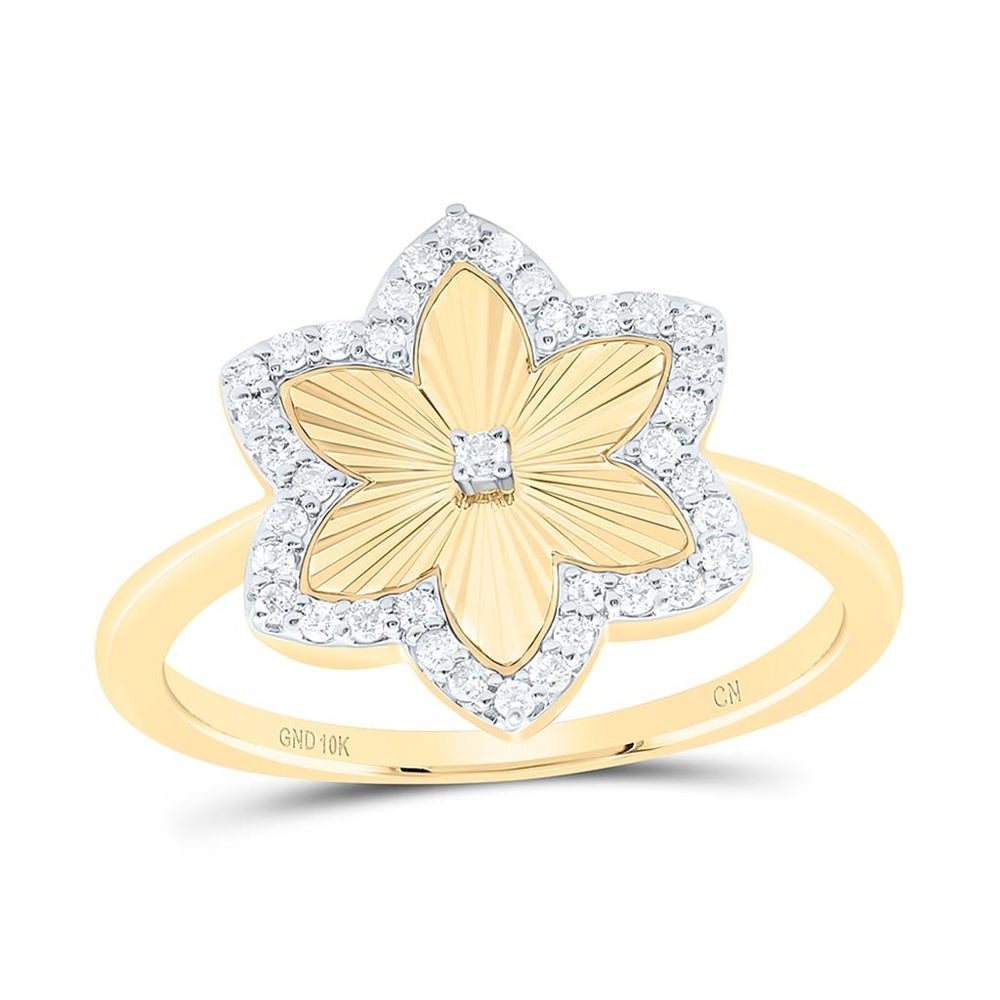Yellow Gold Round Diamond Ring - 1/5 Carat Total Diamond Weight
