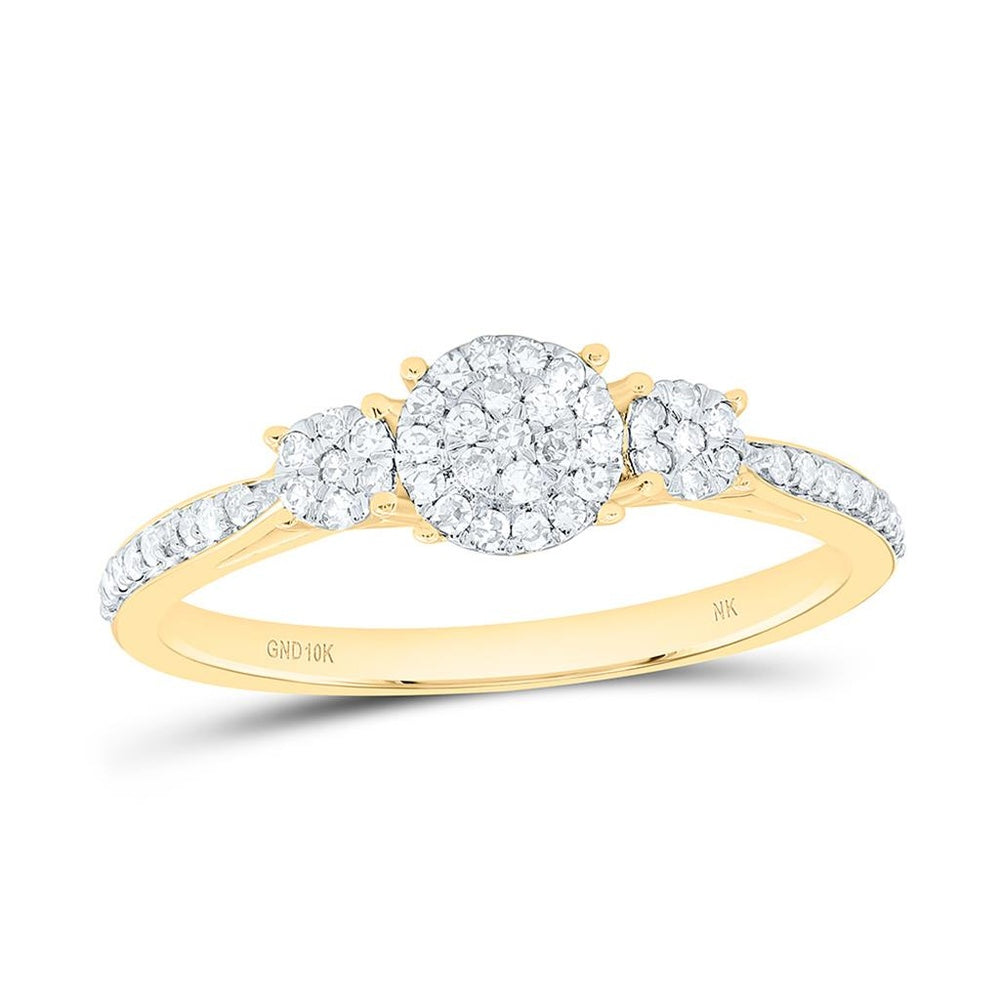 Yellow Gold Round Diamond Ring - 1/5 Carat Total Diamond Weight