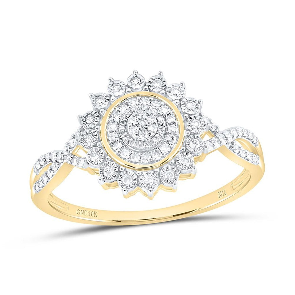 Yellow Gold Round Diamond Ring - 1/5 Carat Total Diamond Weight