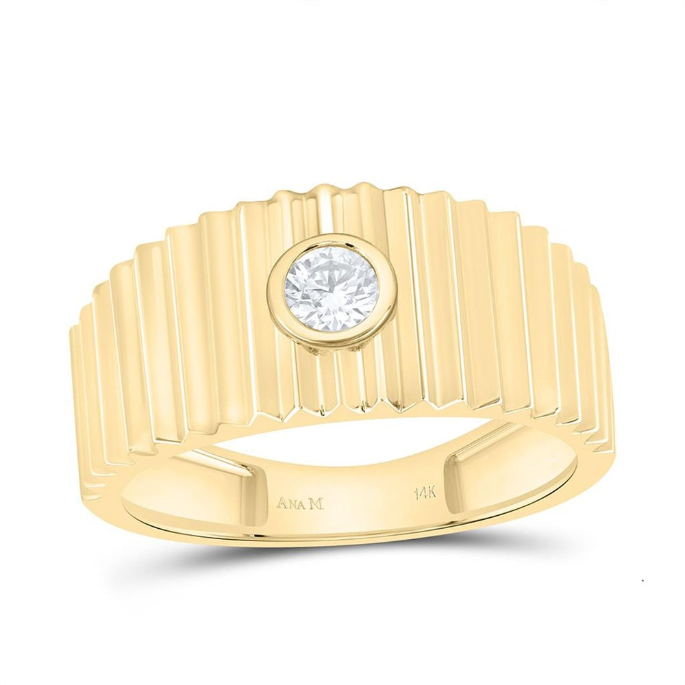 Yellow Gold Round Diamond Ring - 1/5 Carat Total Diamond Weight