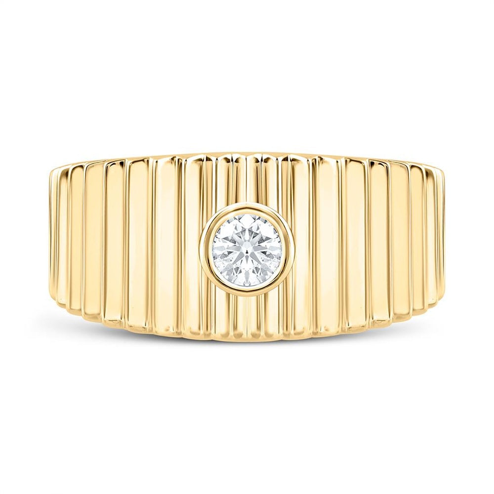 Yellow Gold Round Diamond Ring - 1/5 Carat Total Diamond Weight