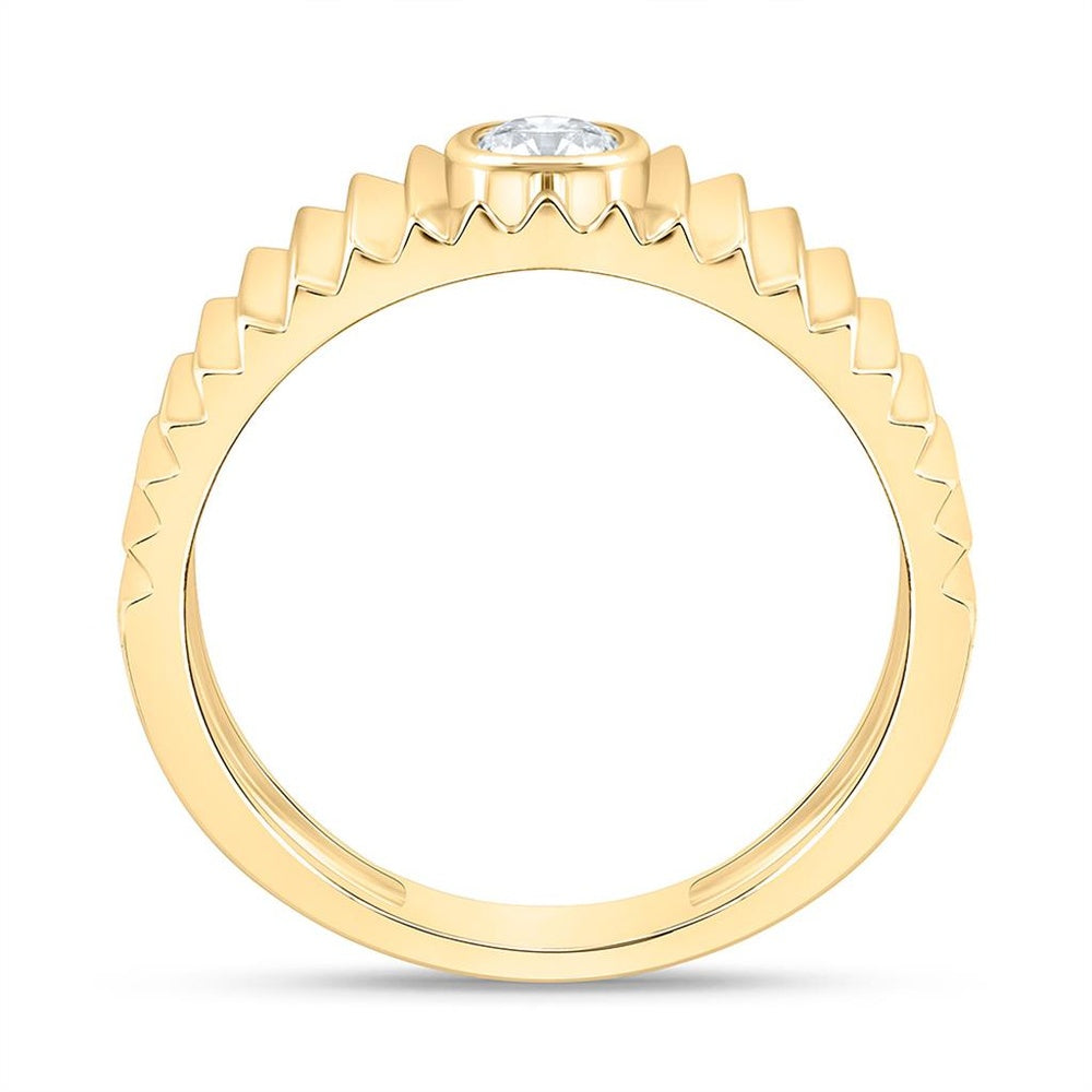 Yellow Gold Round Diamond Ring - 1/5 Carat Total Diamond Weight