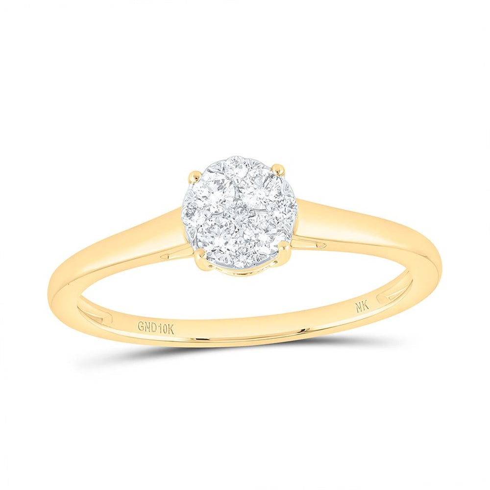Yellow Gold Round Diamond Ring - 1/5 Carat Total Diamond Weight
