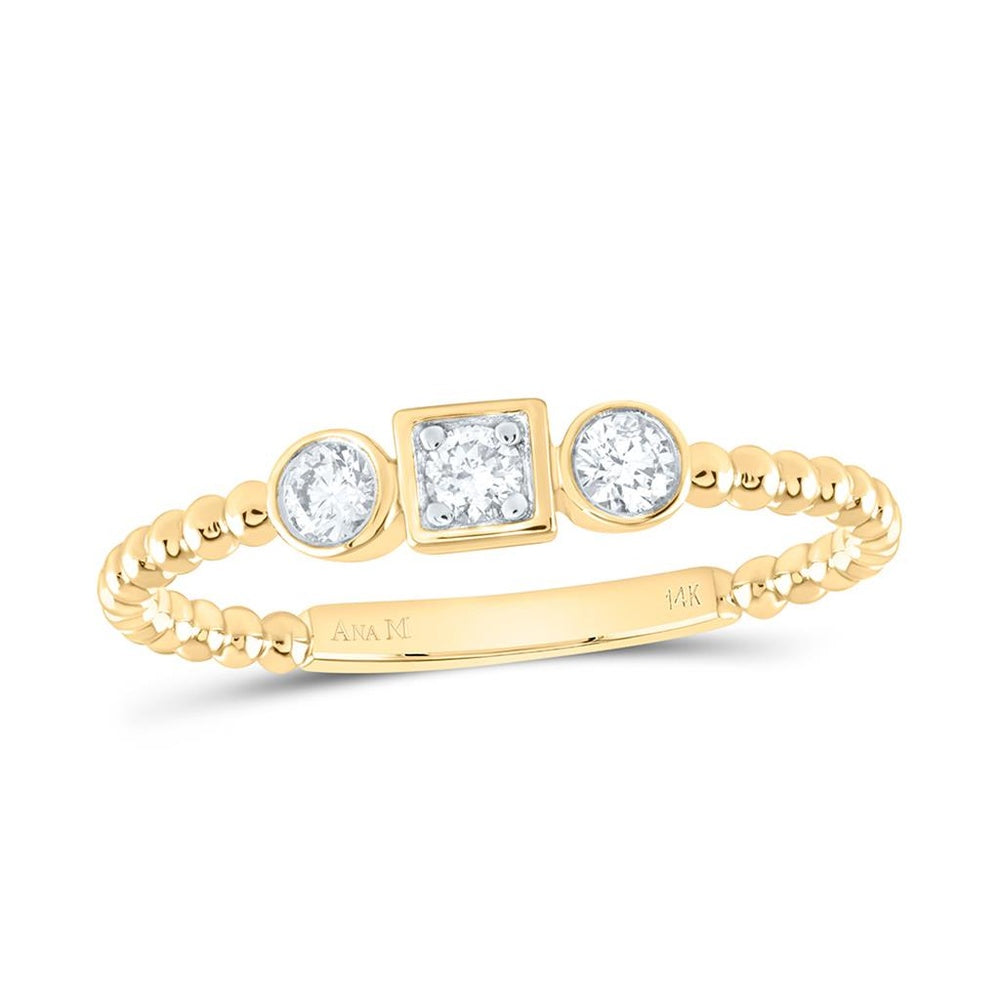 Yellow Gold Round Diamond Ring - 1/6 Carat Total Diamond Weight