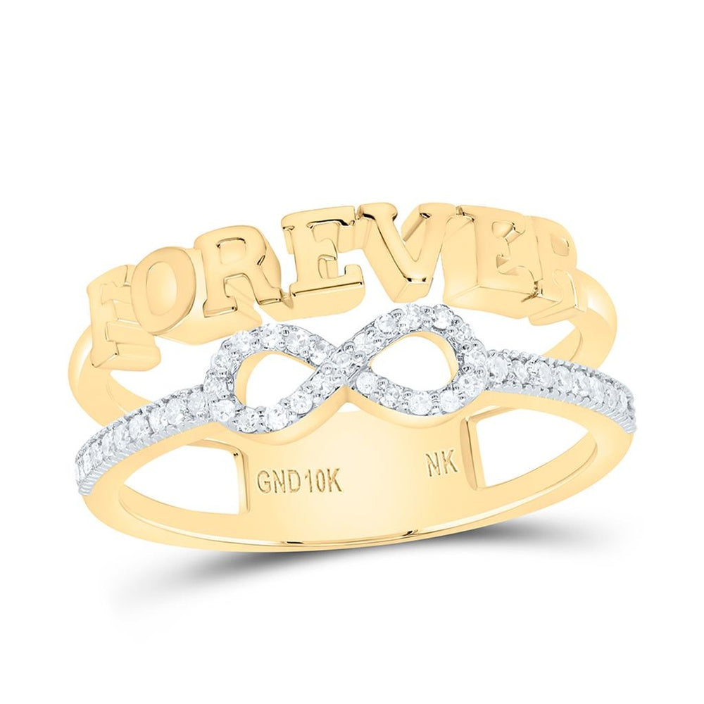 Yellow Gold Round Diamond Ring - 1/6 Carat Total Diamond Weight