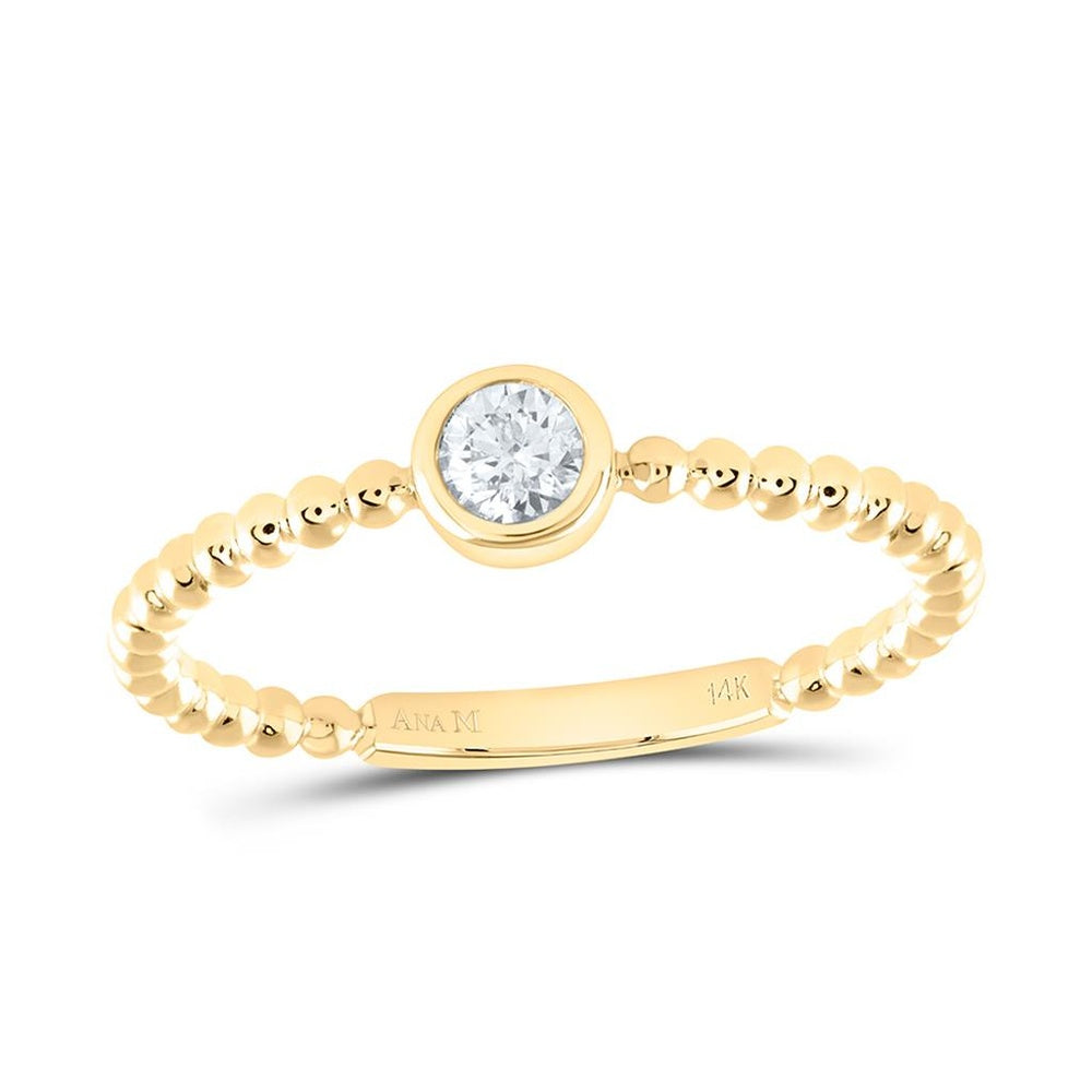 Yellow Gold Round Diamond Ring - 1/6 Carat Total Diamond Weight