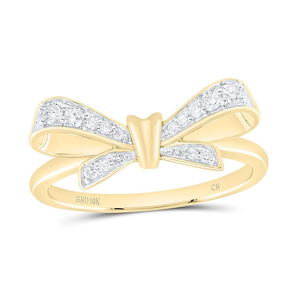 Yellow Gold Round Diamond Ring - 1/6 Carat Total Diamond Weight