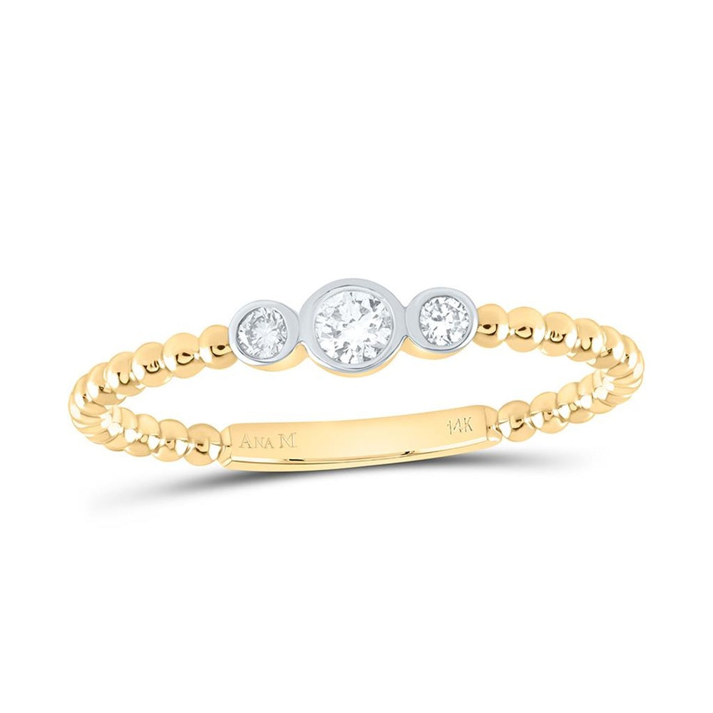 Yellow Gold Round Diamond Ring - 1/8 Carat Total Diamond Weight