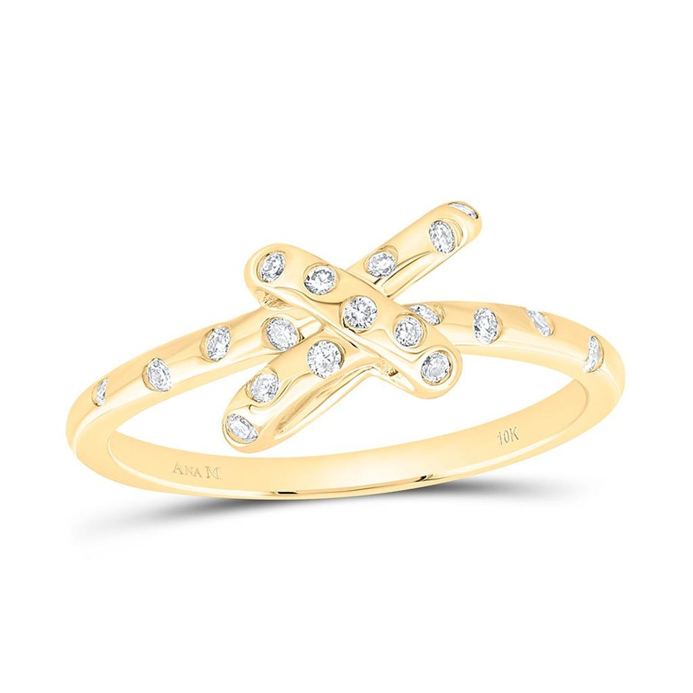 Yellow Gold Round Diamond Ring - 1/8 Carat Total Diamond Weight