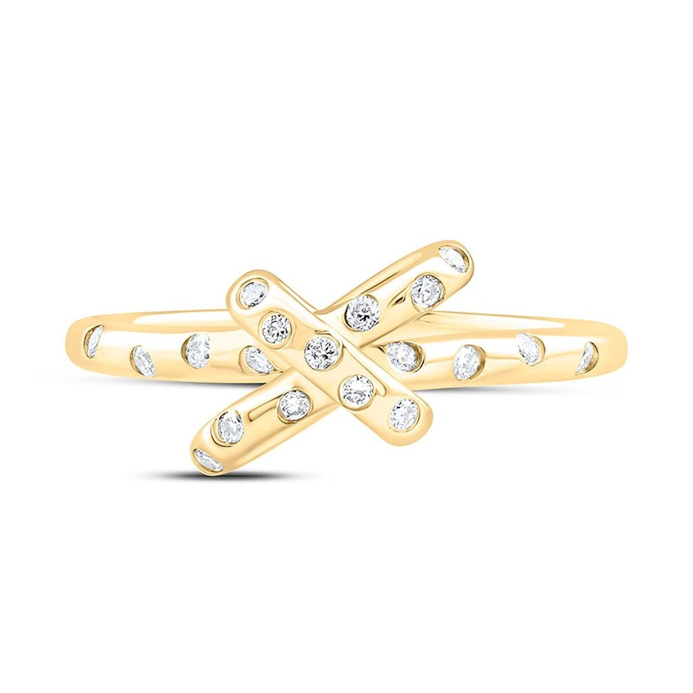 Yellow Gold Round Diamond Ring - 1/8 Carat Total Diamond Weight