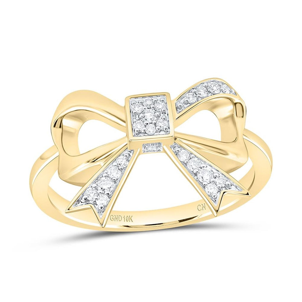 Yellow Gold Round Diamond Ring - 1/8 Carat Total Diamond Weight