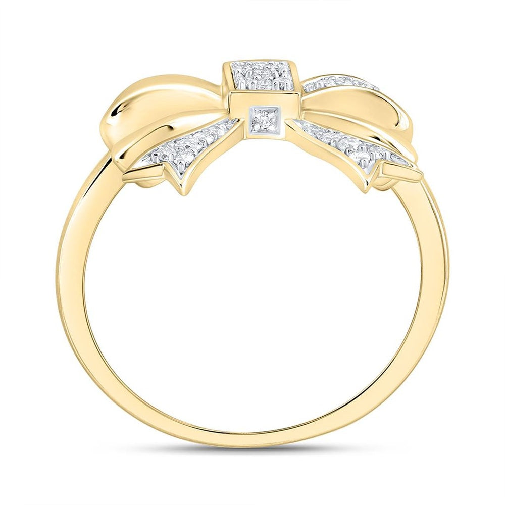 Yellow Gold Round Diamond Ring - 1/8 Carat Total Diamond Weight