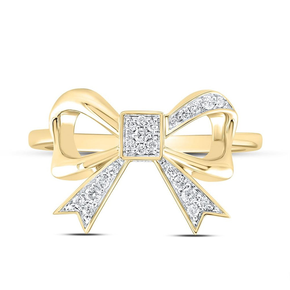 Yellow Gold Round Diamond Ring - 1/8 Carat Total Diamond Weight