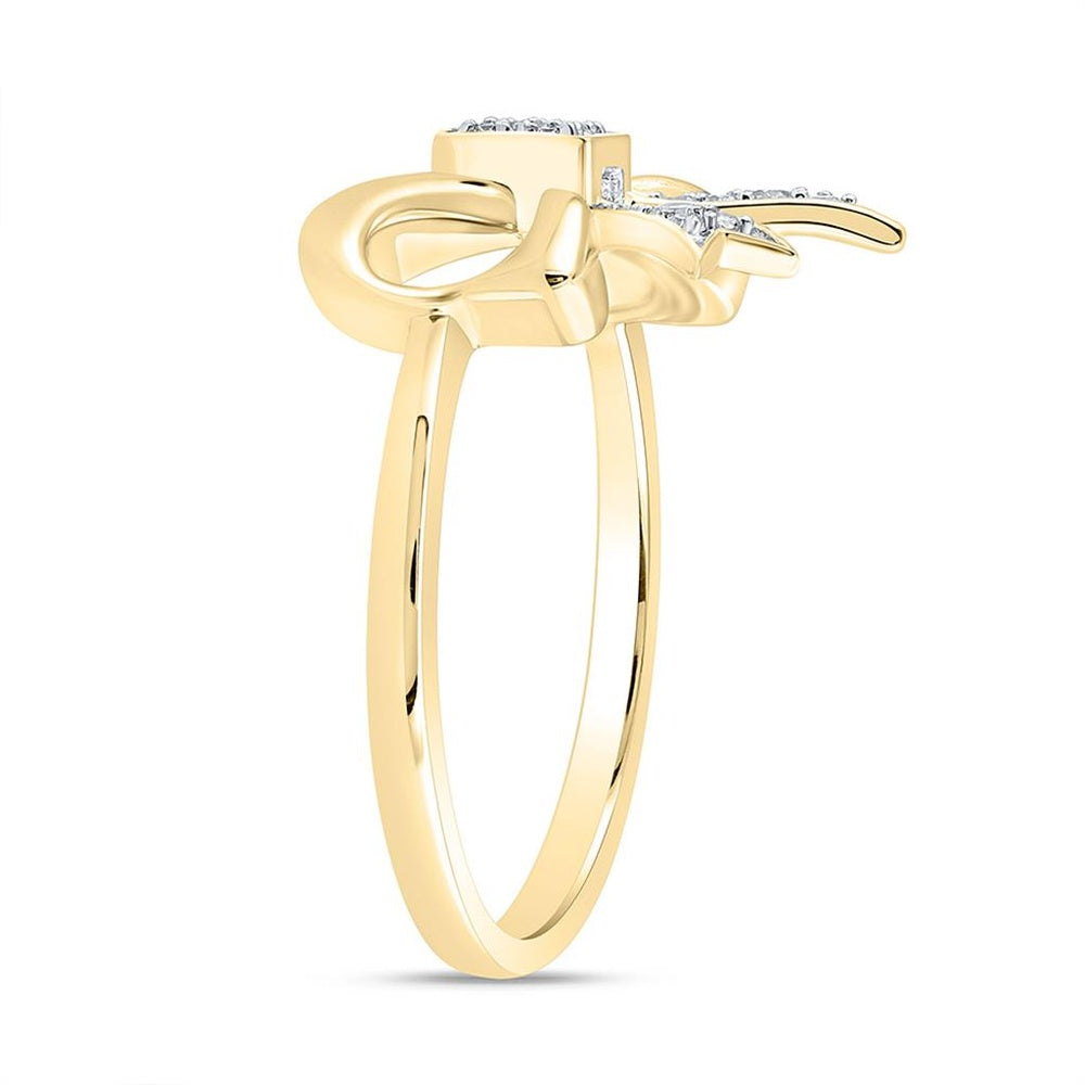 Yellow Gold Round Diamond Ring - 1/8 Carat Total Diamond Weight
