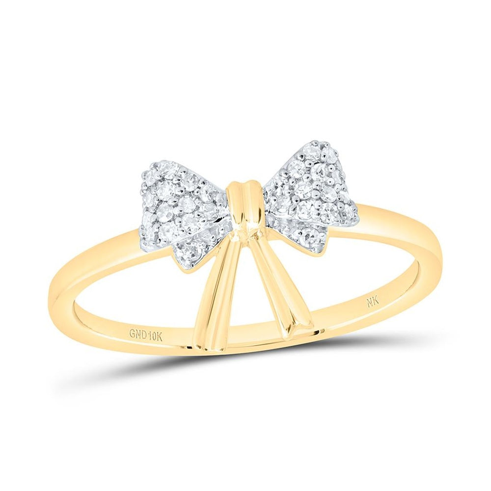 Yellow Gold Round Diamond Ring - 1/8 Carat Total Diamond Weight