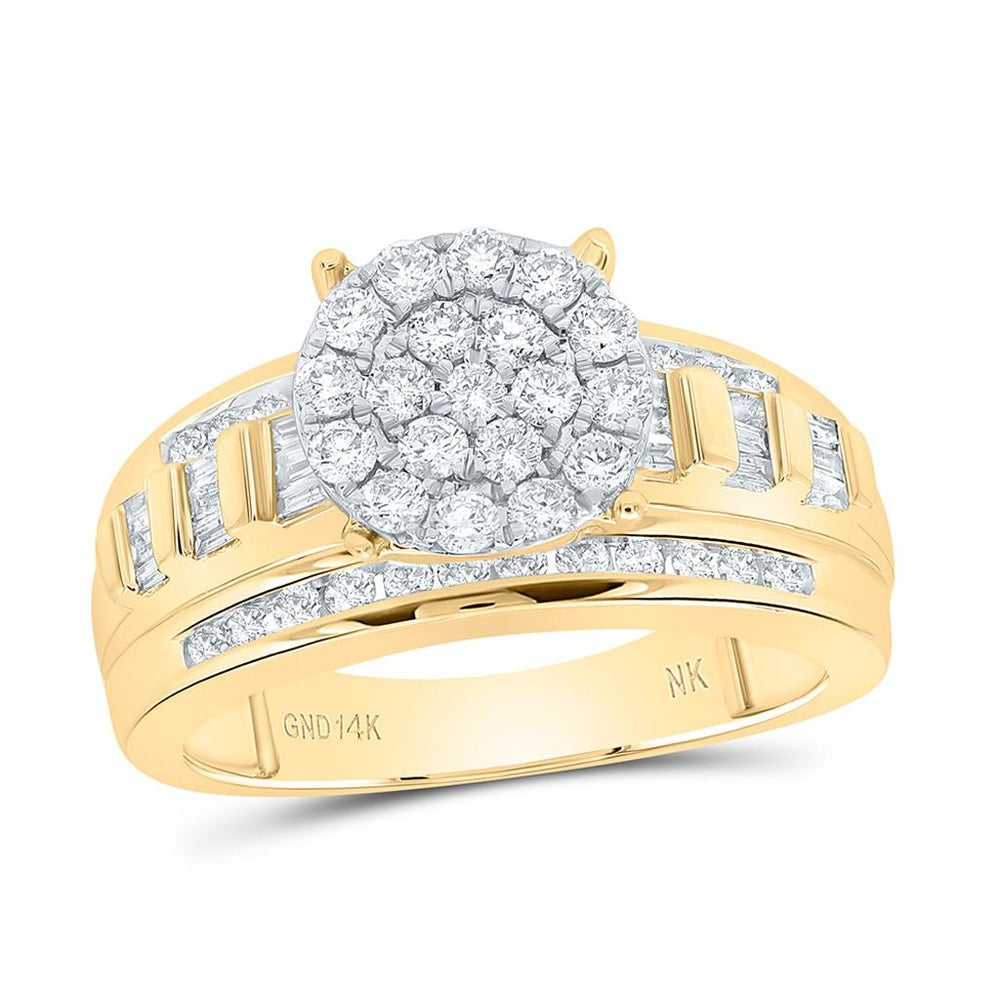 Yellow Gold Round Diamond Ring - 1 Carat Total Diamond Weight