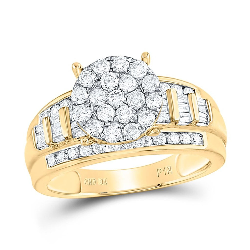 Yellow Gold Round Diamond Ring - 1 Carat Total Diamond Weight