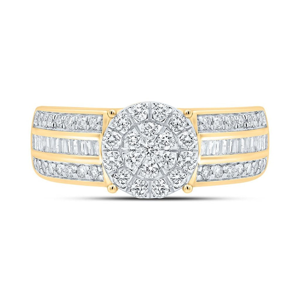 Yellow Gold Round Diamond Ring - 1 Carat Total Diamond Weight