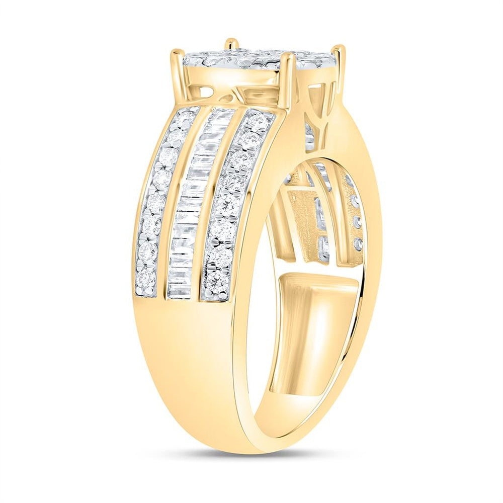 Yellow Gold Round Diamond Ring - 1 Carat Total Diamond Weight