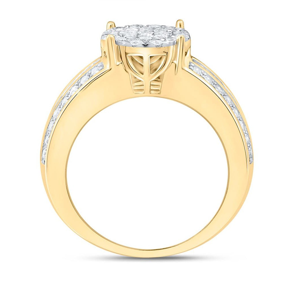 Yellow Gold Round Diamond Ring - 1 Carat Total Diamond Weight