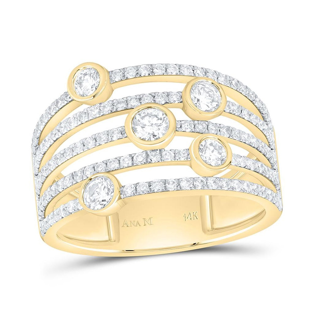 Yellow Gold Round Diamond Ring - 1 Carat Total Diamond Weight
