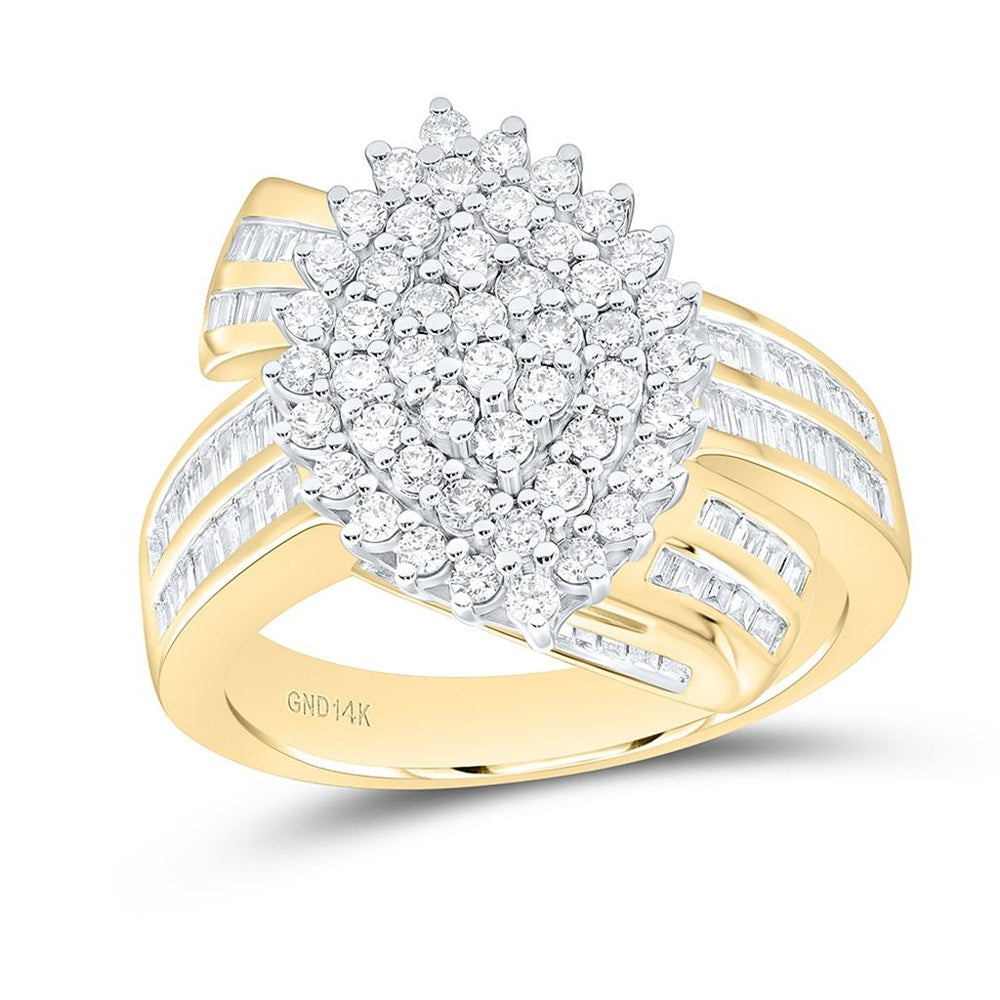 Yellow Gold Round Diamond Ring - 1 Carat Total Diamond Weight