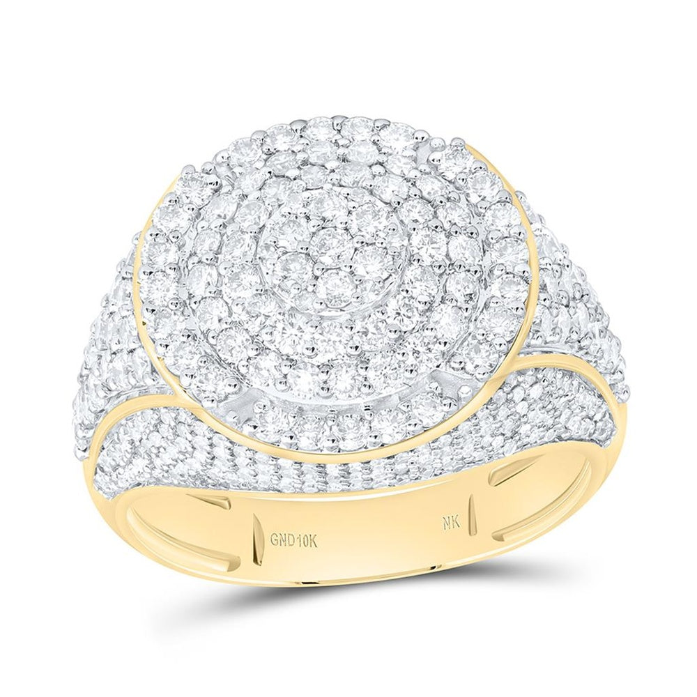 Yellow Gold Round Diamond Ring - 2 1/2 Carat Total Diamond Weight