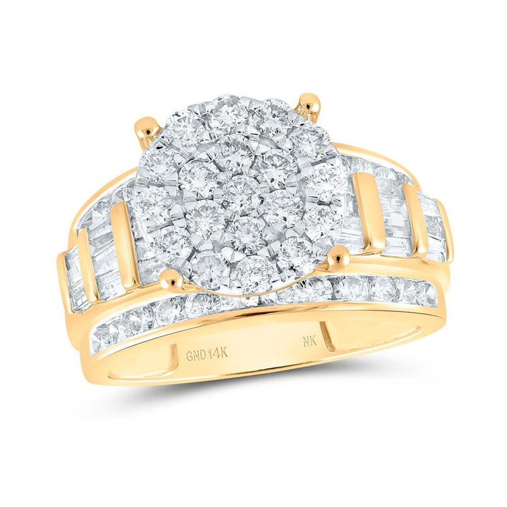 Yellow Gold Round Diamond Ring - 2 Carat Total Diamond Weight