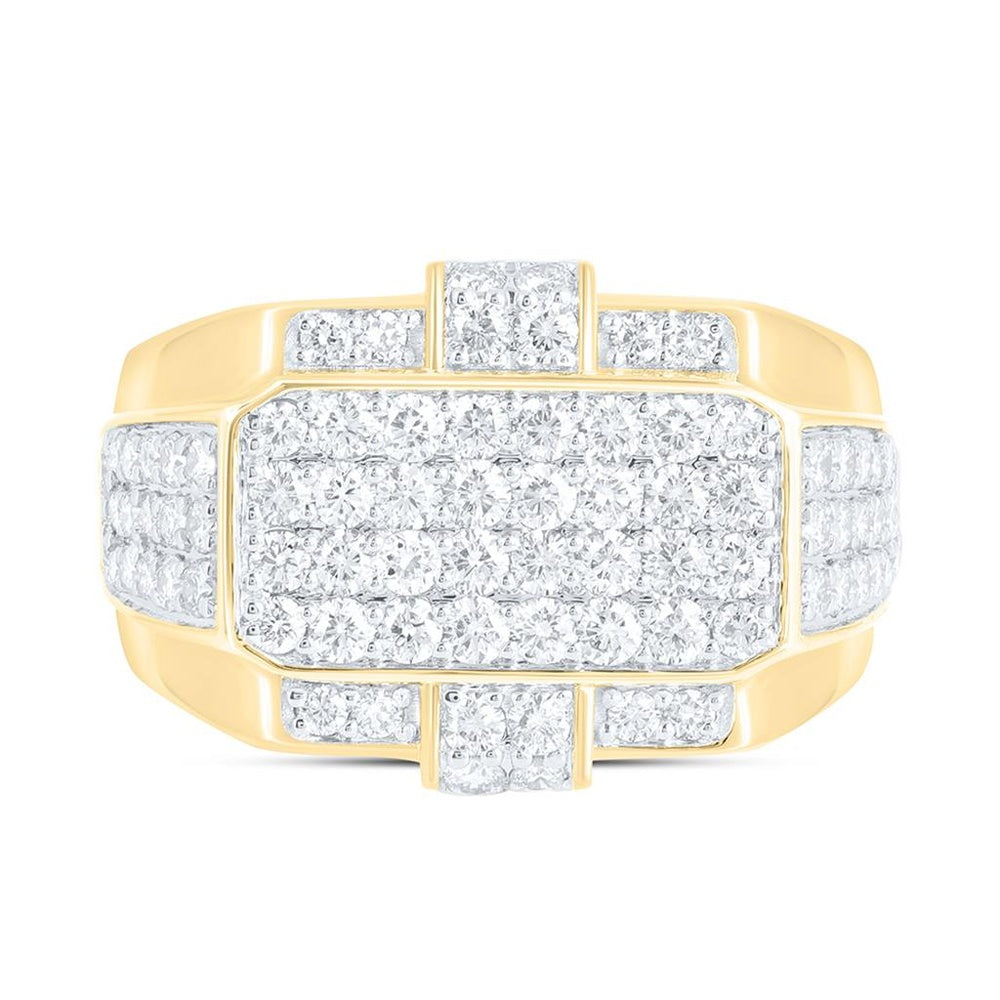 Yellow Gold Round Diamond Ring - 2 Carat Total Diamond Weight