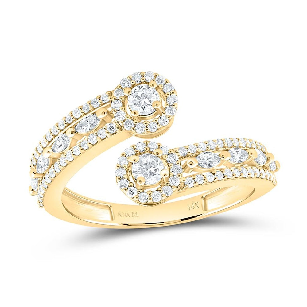 Yellow Gold Round Diamond Ring - 3/4 Carat Total Diamond Weight
