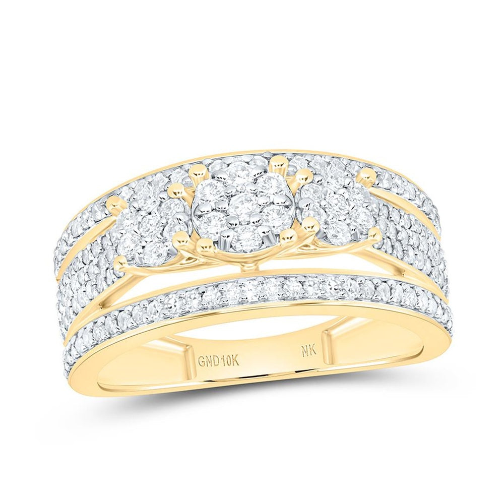 Yellow Gold Round Diamond Ring - 3/4 Carat Total Diamond Weight