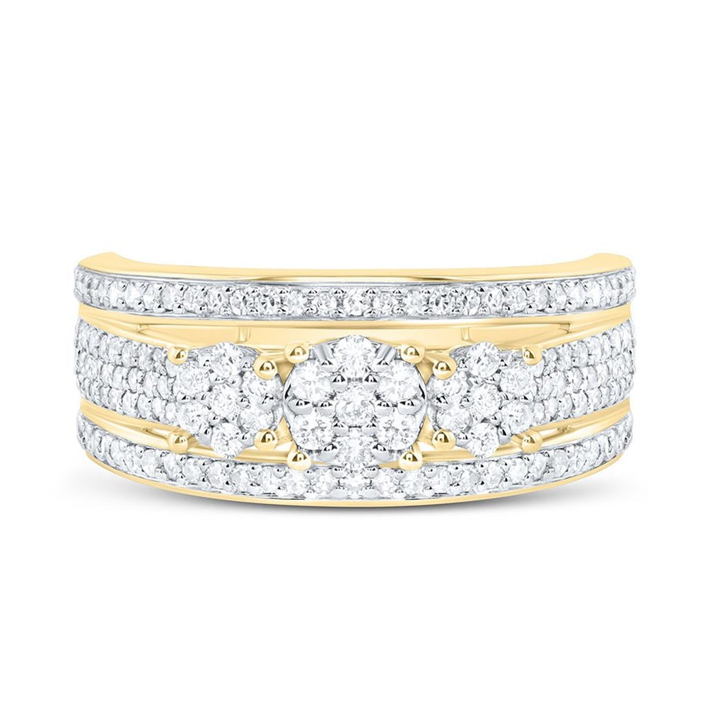 Yellow Gold Round Diamond Ring - 3/4 Carat Total Diamond Weight
