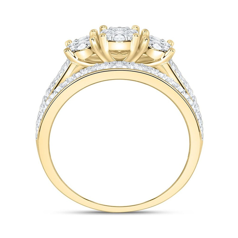 Yellow Gold Round Diamond Ring - 3/4 Carat Total Diamond Weight