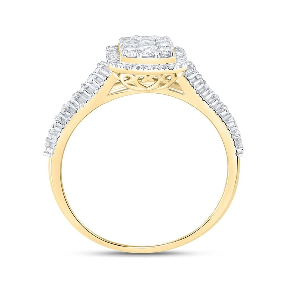 Yellow Gold Round Diamond Ring - 3/4 Carat Total Diamond Weight