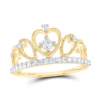 Yellow Gold Round Diamond Ring - 3/8 Carat Total Diamond Weight