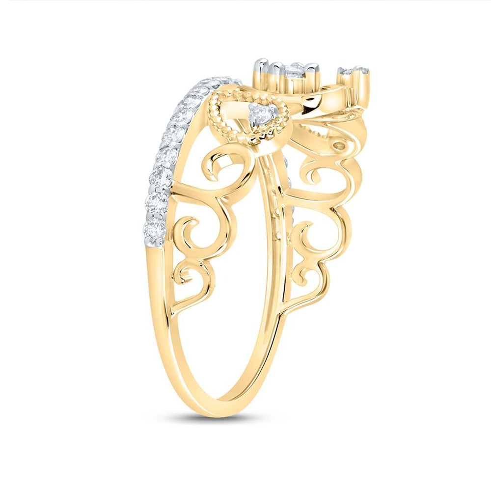 Yellow Gold Round Diamond Ring - 3/8 Carat Total Diamond Weight