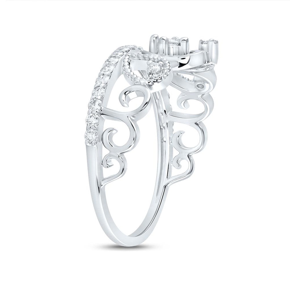 Yellow Gold Round Diamond Ring - 3/8 Carat Total Diamond Weight