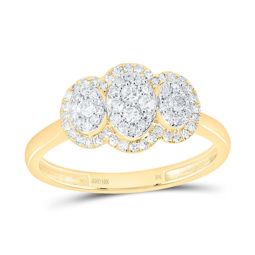 Yellow Gold Round Diamond Ring - 3/8 Carat Total Diamond Weight