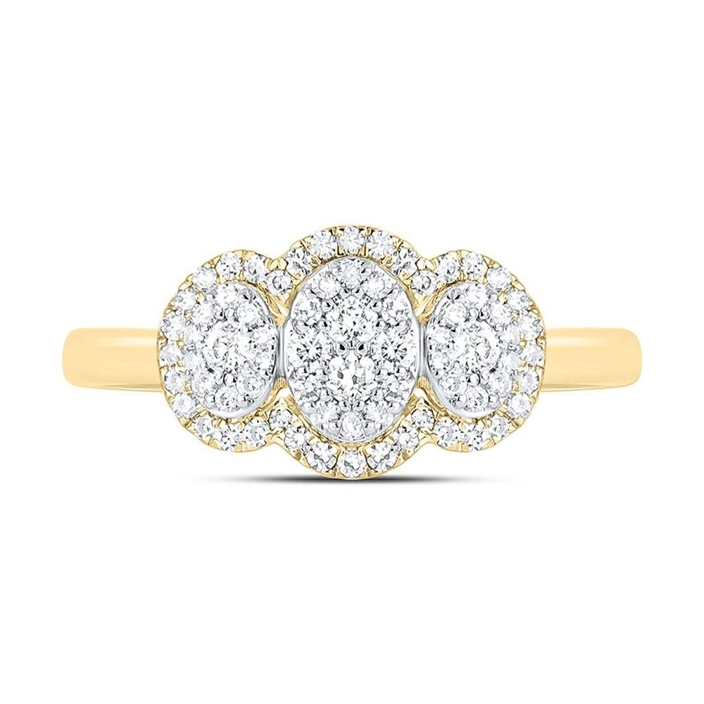 Yellow Gold Round Diamond Ring - 3/8 Carat Total Diamond Weight