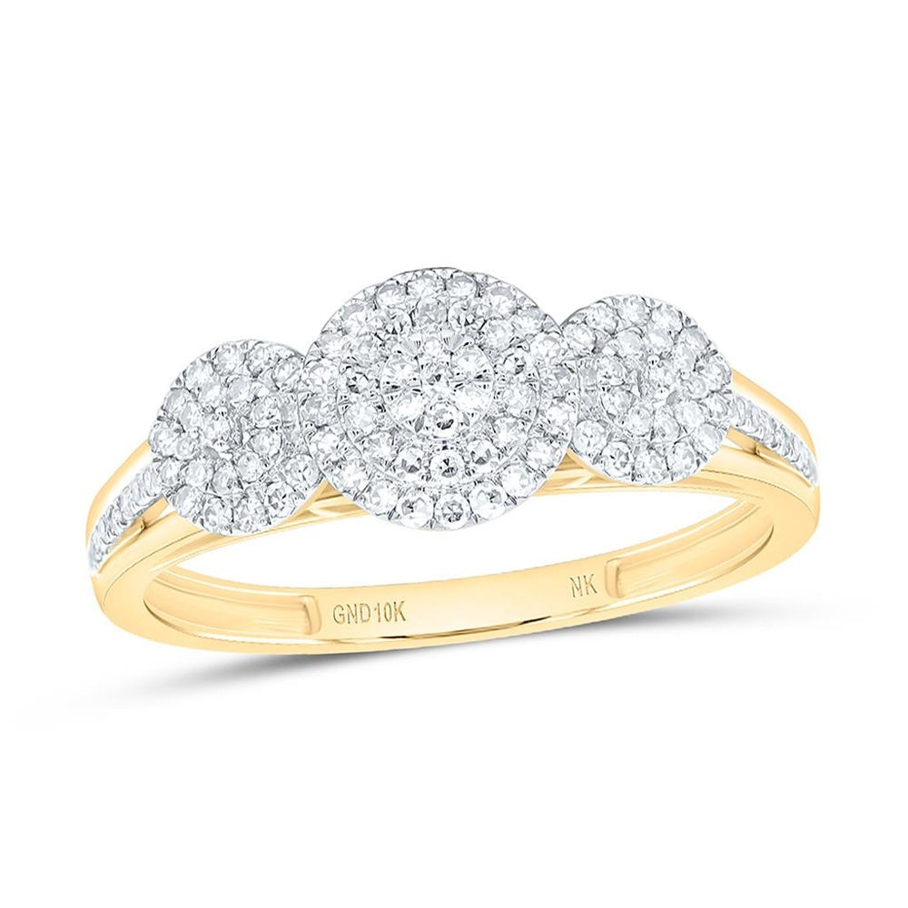 Yellow Gold Round Diamond Ring - 3/8 Carat Total Diamond Weight