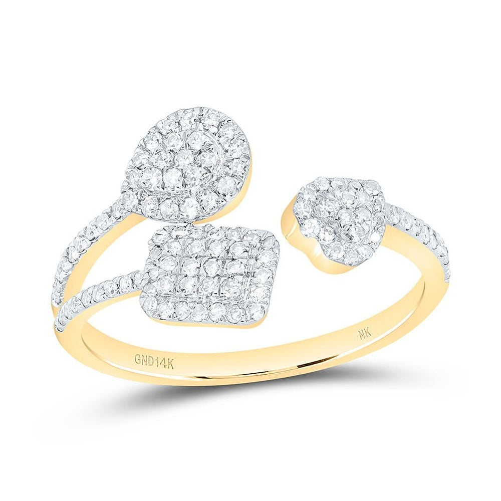 Yellow Gold Round Diamond Ring - 3/8 Carat Total Diamond Weight