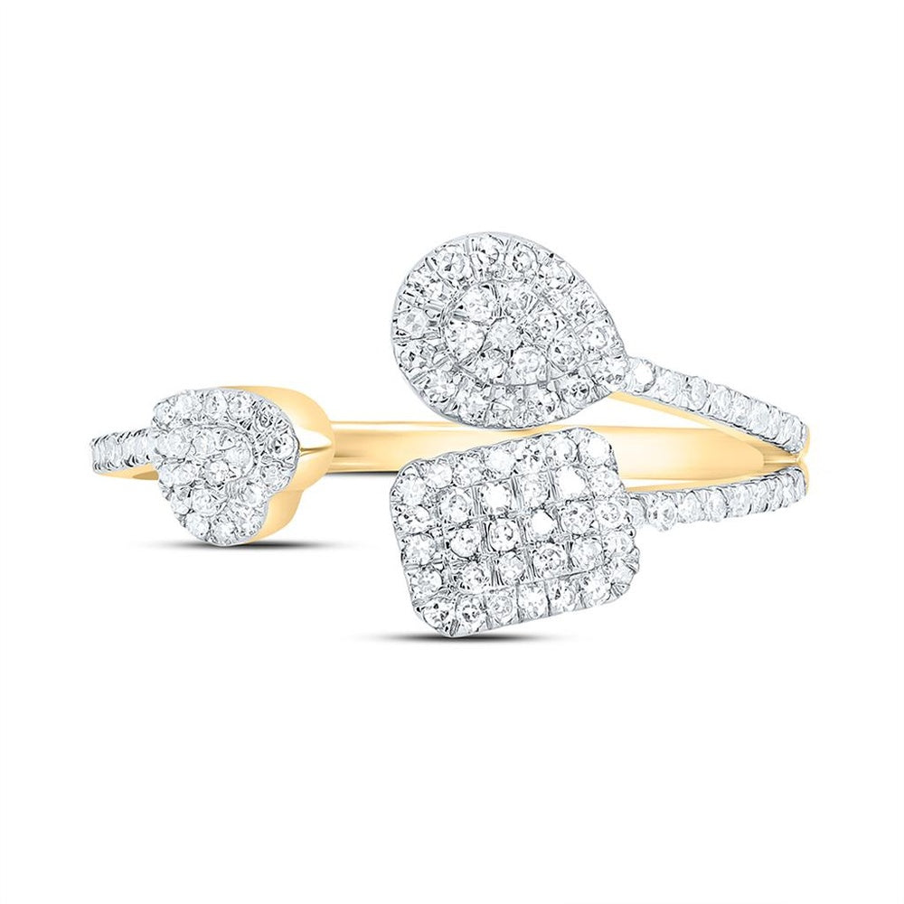 Yellow Gold Round Diamond Ring - 3/8 Carat Total Diamond Weight