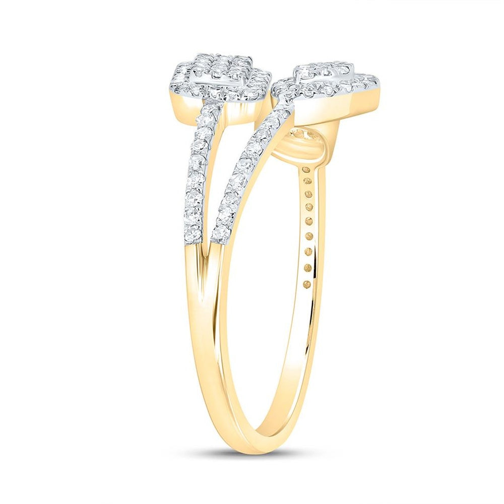 Yellow Gold Round Diamond Ring - 3/8 Carat Total Diamond Weight