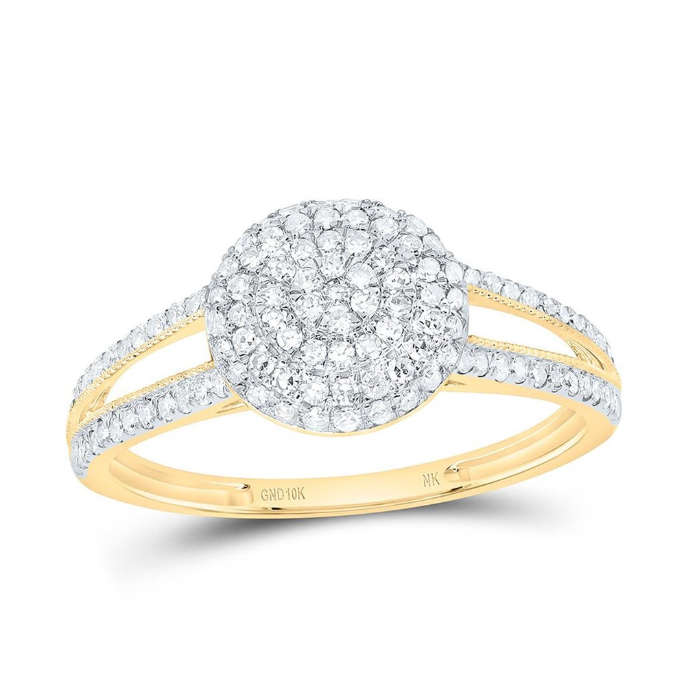 Yellow Gold Round Diamond Ring - 3/8 Carat Total Diamond Weight